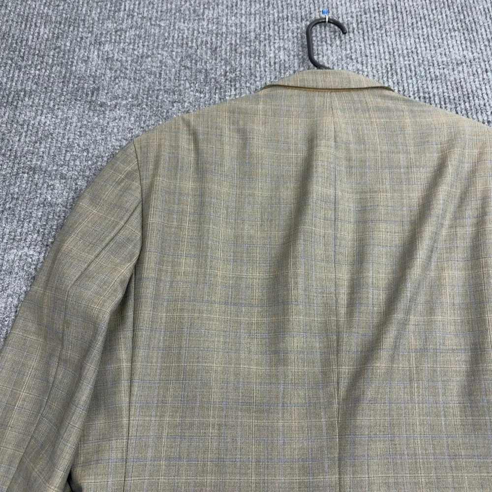 Paul Stuart Blazer Mens 44 Brown 100% Wool Plaid 2‎ Button Double Vent Classic
